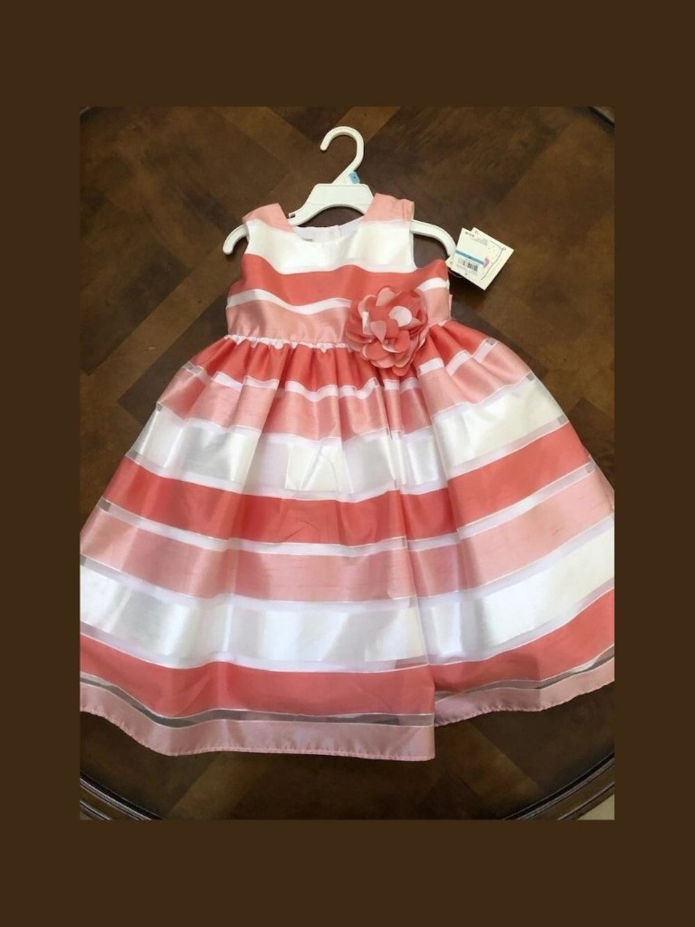Marmellatakids Coral White Striped Lace Dress Girls 5 5T Toddler NEW